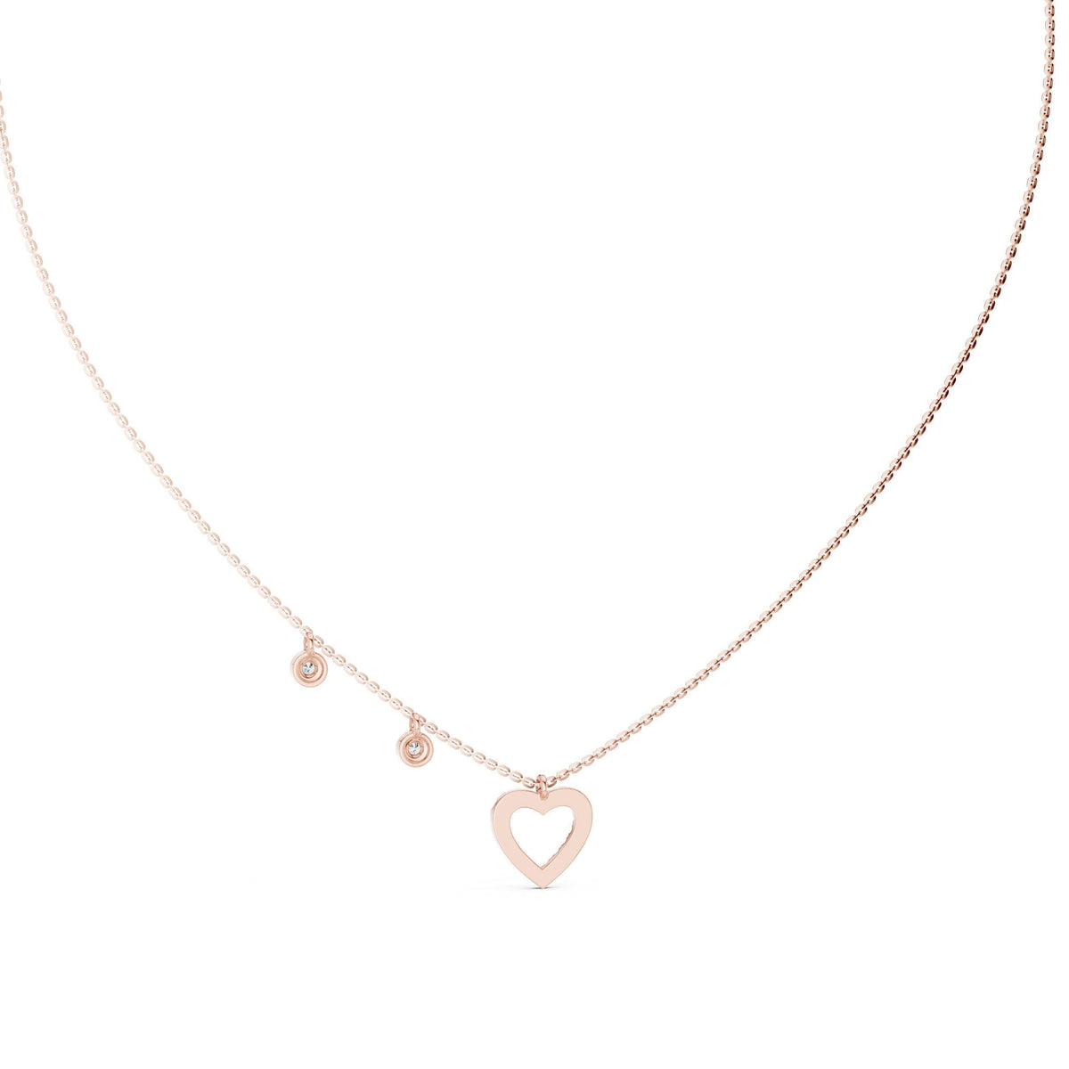 Heart Moissanite Pendant Necklace with Round Charms – 925 Sterling Silver, 18K Gold Vermeil
