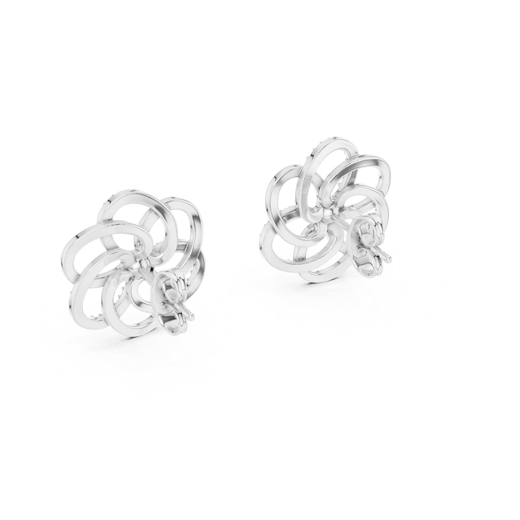 Moissanite Pavé Looped Flower Stud Earrings – 925 Sterling Silver, 18K Gold Vermeil