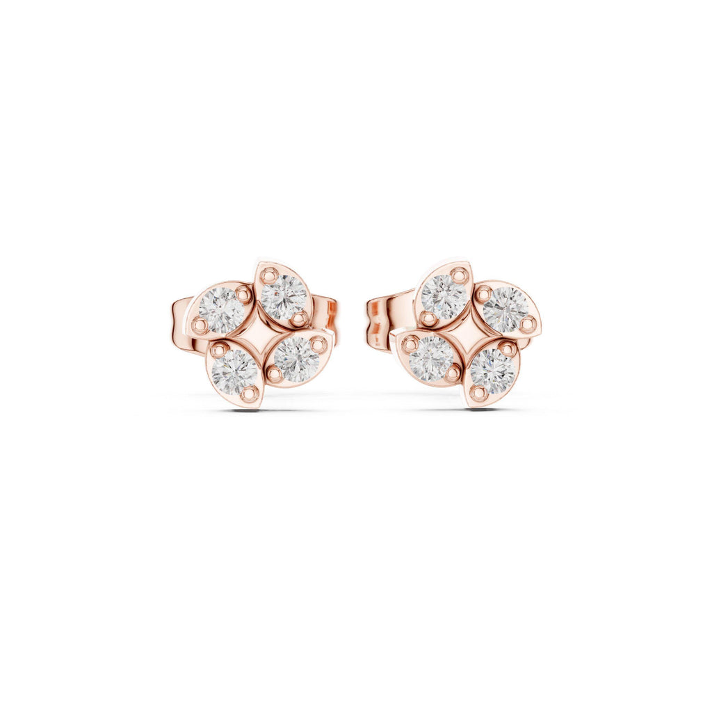 Moissanite Clover Cluster Stud Earrings – 925 Sterling Silver, 18K Gold Vermeil