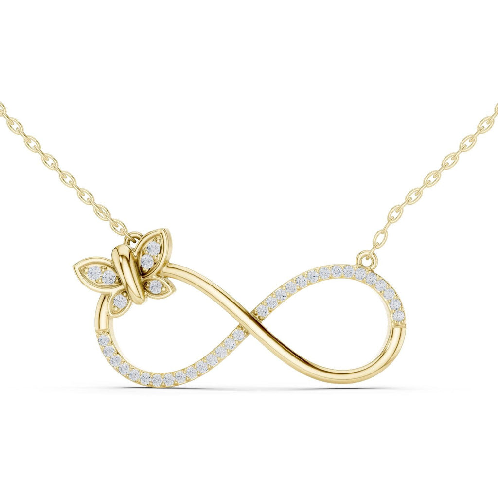 Moissanite Butterfly Infinity Necklace – 925 Sterling Silver, 18K Gold Vermeil