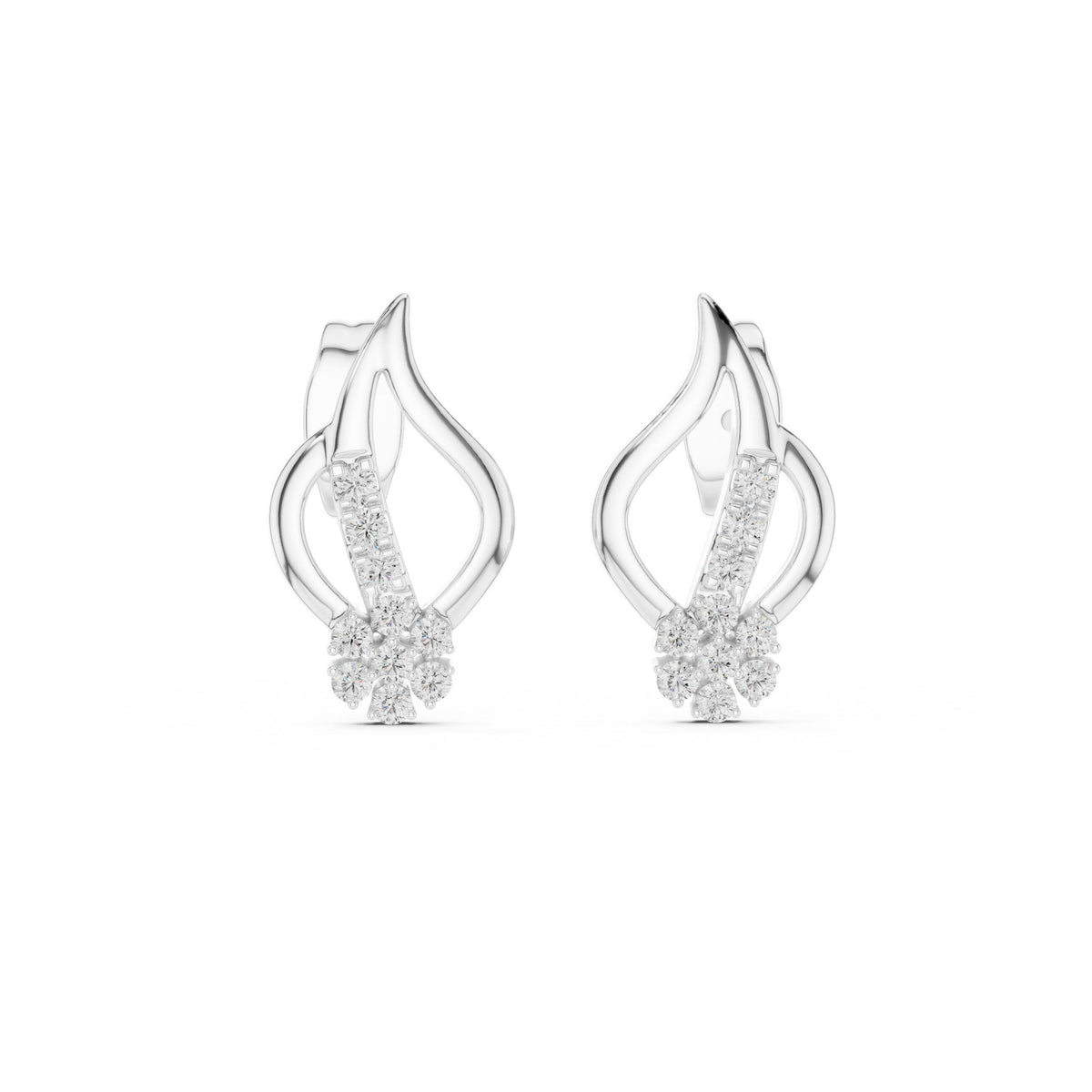 Moissanite Flame Cluster Stud Earrings – 925 Sterling Silver, 18K Gold Vermeil
