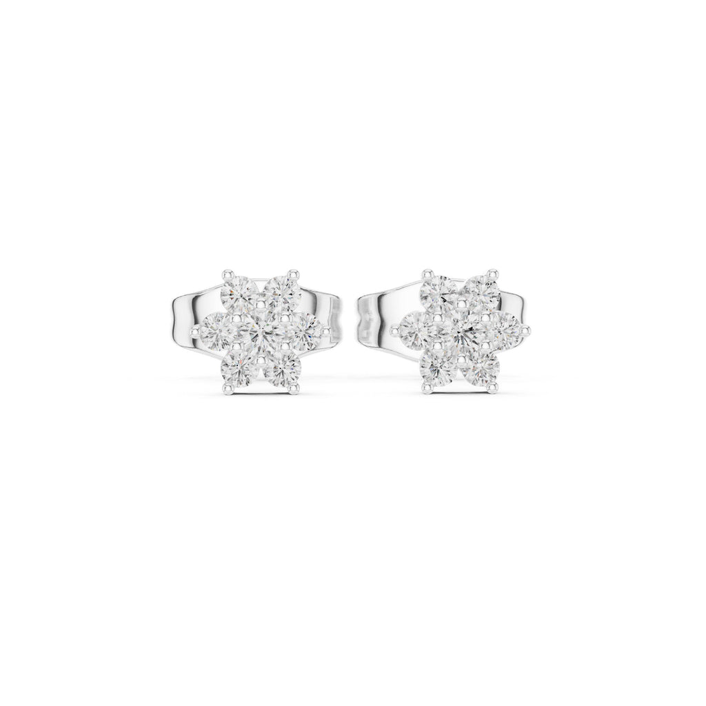 Moissanite Petite Flower Cluster Stud Earrings – 925 Sterling Silver, 18K Gold Vermeil