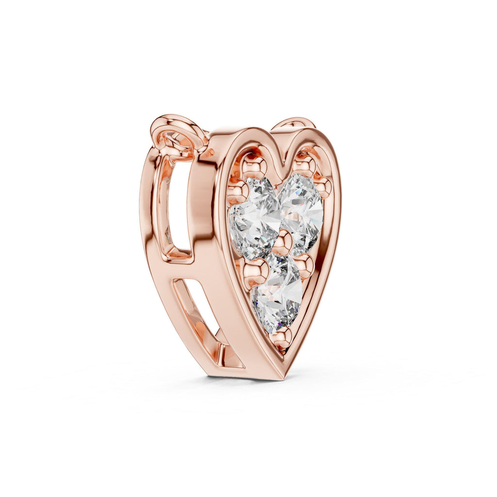 Moissanite Trio Heart Pendant Necklace – 925 Sterling Silver, 18K Gold Vermeil