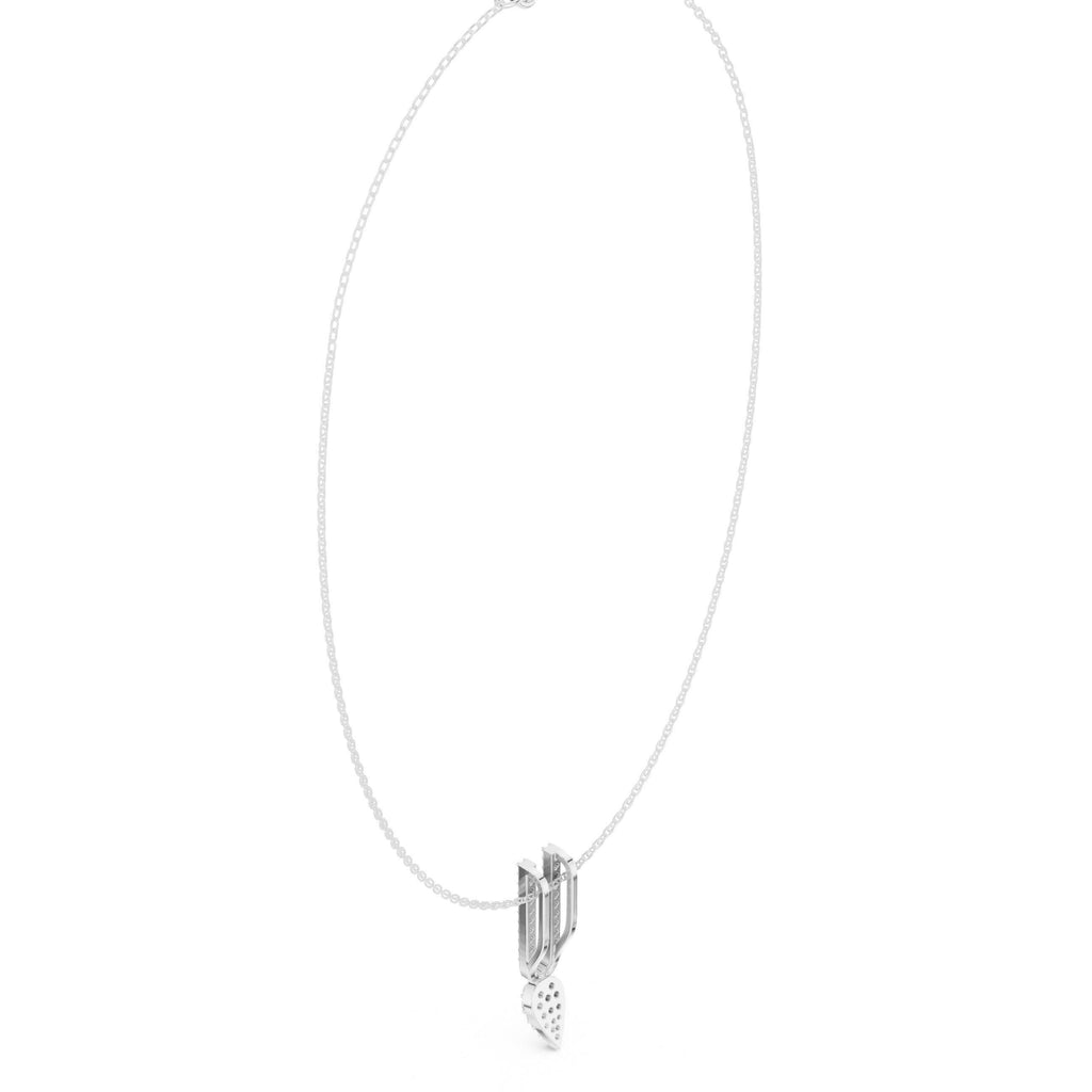 Moissanite Pavé Leaf & Bar Pendant Necklace – 925 Sterling Silver, 18K Gold Vermeil