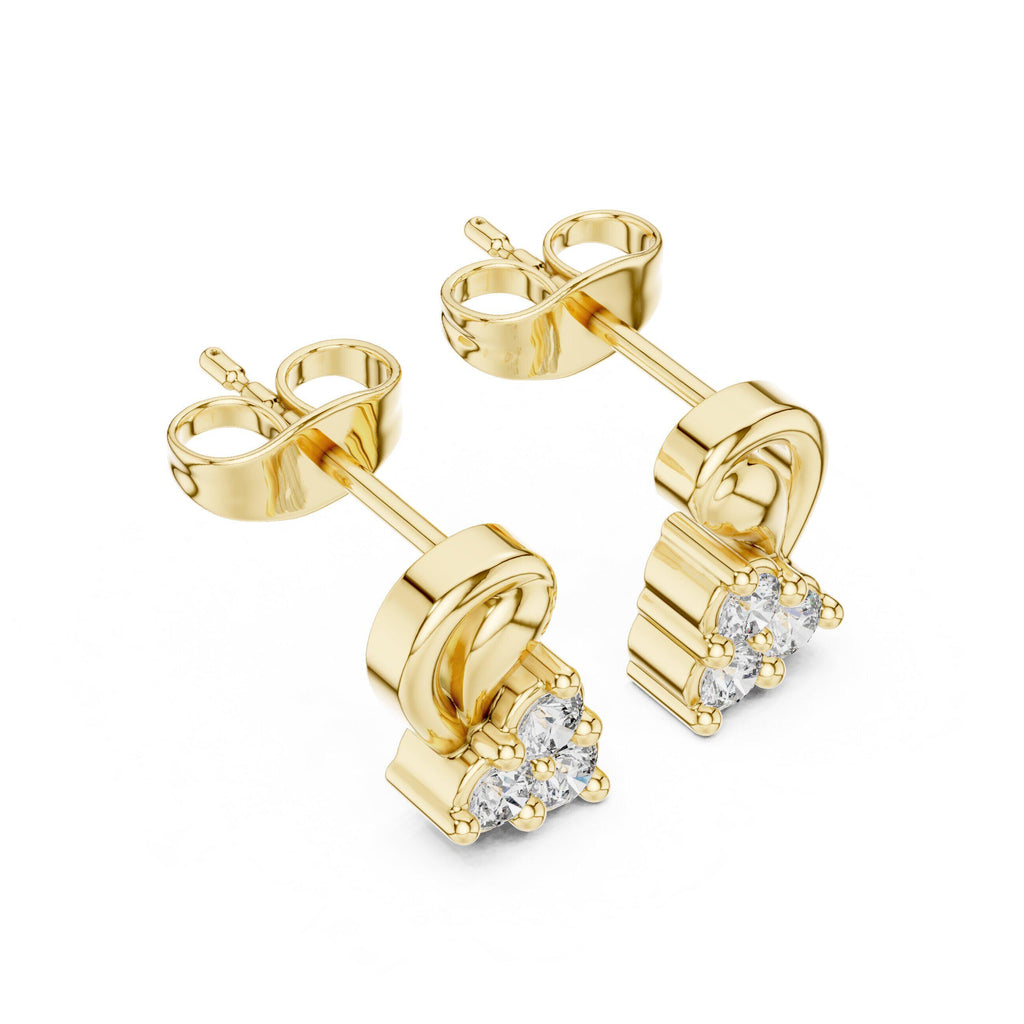 Moissanite Paisley Swirl Stud Earrings – 925 Sterling Silver, 18K Gold Vermeil
