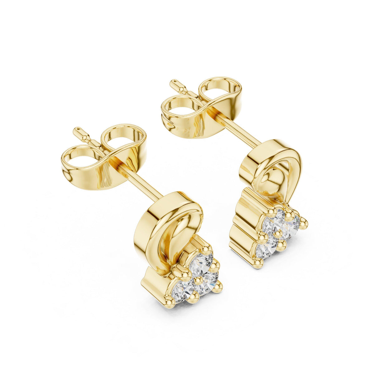 Moissanite Paisley Swirl Stud Earrings – 925 Sterling Silver, 18K Gold Vermeil