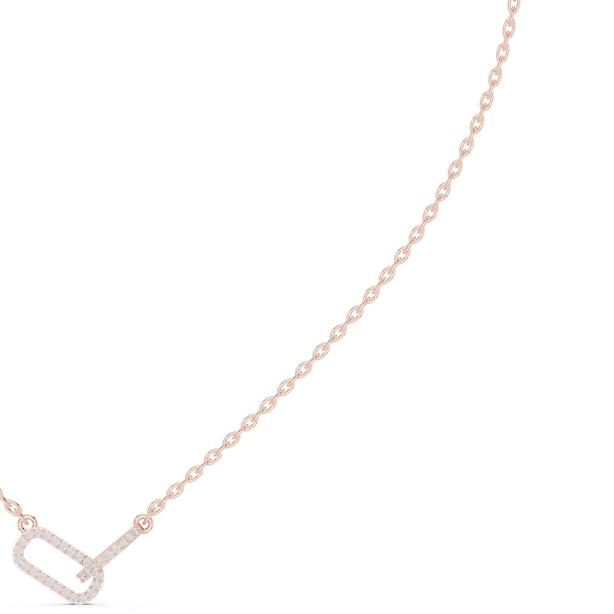Moissanite Pavé Paperclip Bar Necklace – 925 Sterling Silver, 18K Gold Vermeil