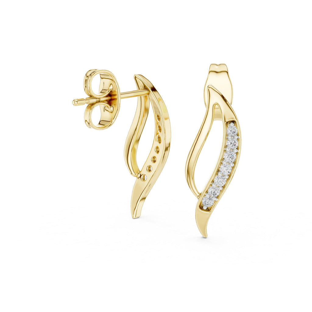 Moissanite Pavé Flame Stud Earrings – 925 Sterling Silver, 18K Gold Vermeil
