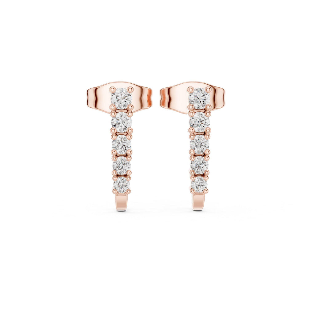 Moissanite Five-Stone Bar Stud Earrings – 925 Sterling Silver, 18K Gold Vermeil