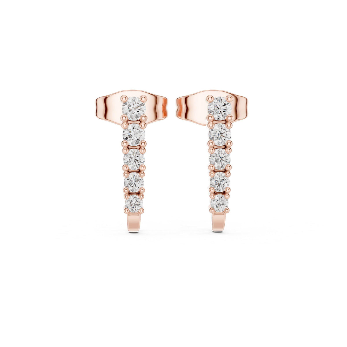 Moissanite Five-Stone Bar Stud Earrings – 925 Sterling Silver, 18K Gold Vermeil