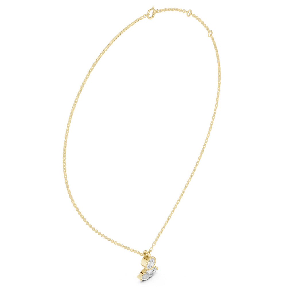 Round & Marquise Moissanite Bezel Drop Necklace – 925 Sterling Silver, 18K Gold Vermeil
