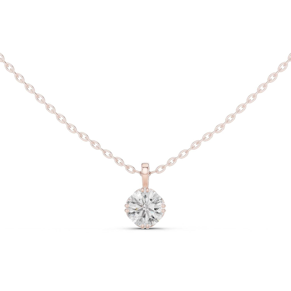 Round Moissanite Double-Prong Solitaire Necklace – 925 Sterling Silver, 18K Gold Vermeil