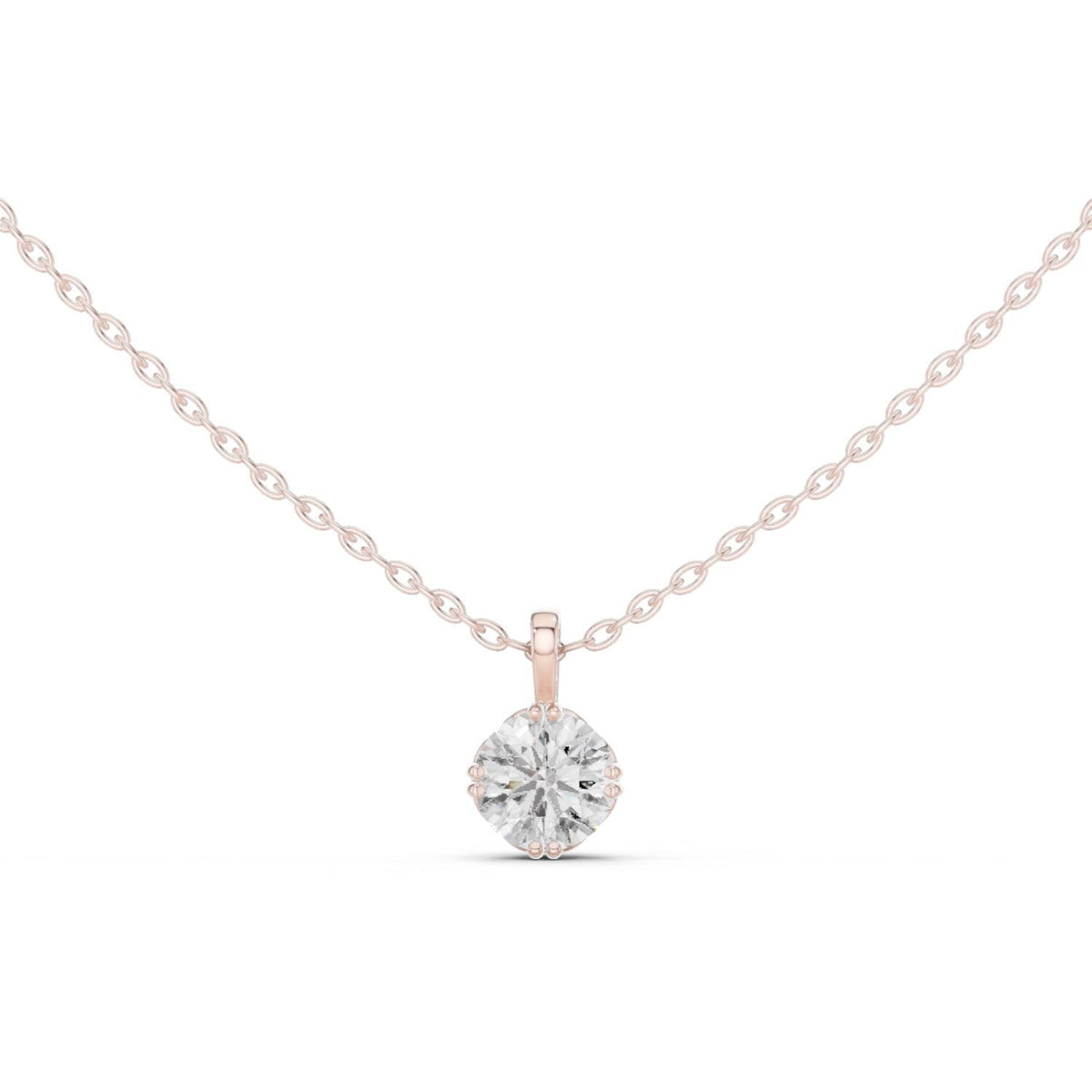 Round Moissanite Double-Prong Solitaire Necklace – 925 Sterling Silver, 18K Gold Vermeil