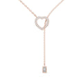 Heart Moissanite Lariat Necklace with Emerald-Cut Drop – 925 Sterling Silver, 18K Gold Vermeil