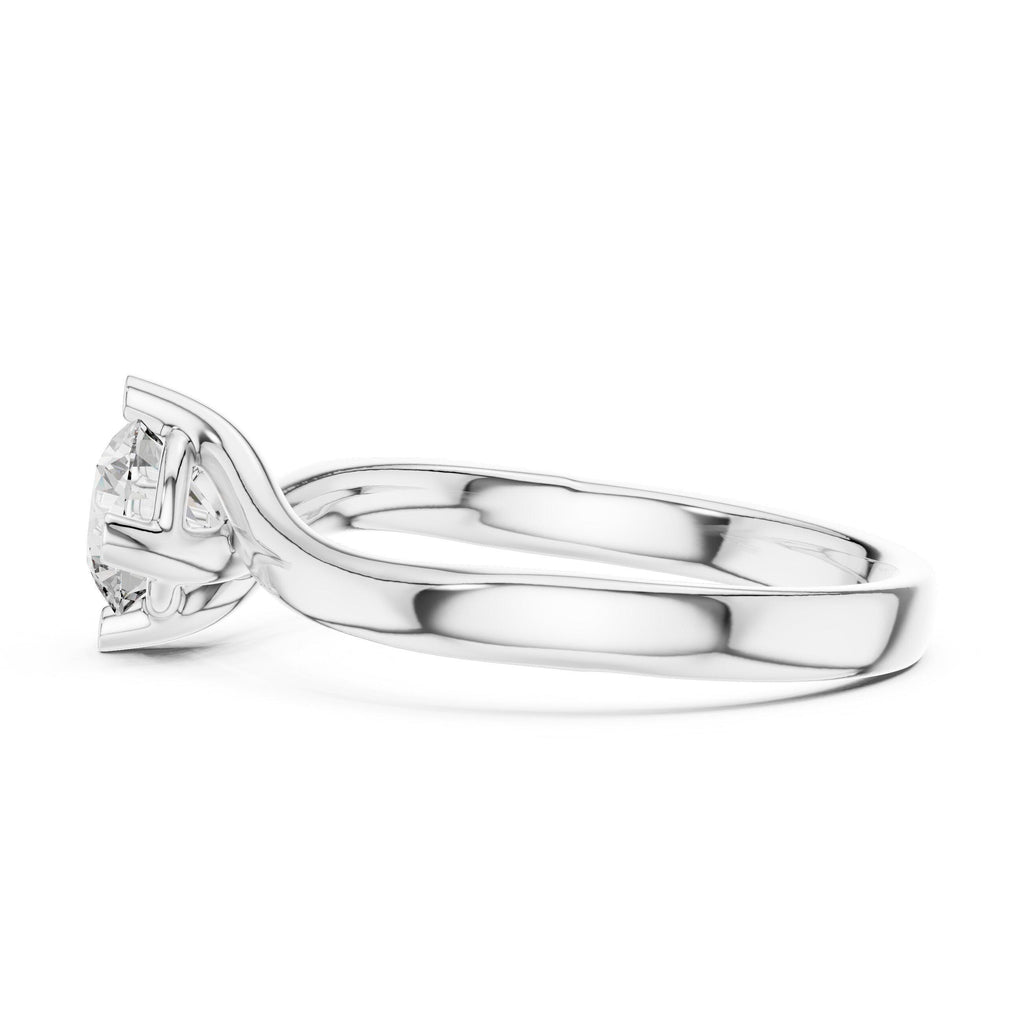 Round Moissanite Twist Solitaire Ring, 5mm – 925 Sterling Silver, 18K Gold Vermeil
