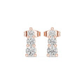 Moissanite Vertical Three-Stone Stud Earrings – 925 Sterling Silver, 18K Gold Vermeil