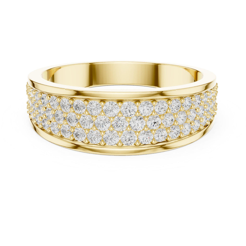 Men's Wide Domed Pavé Moissanite Band – 925 Sterling Silver, 18K Gold Vermeil