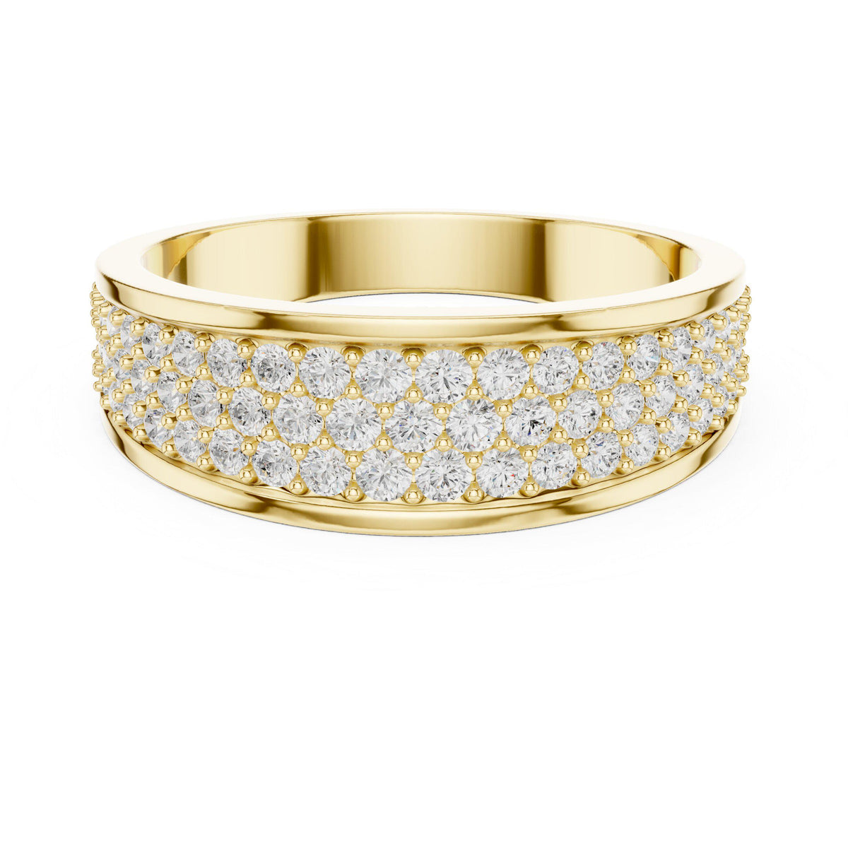 Men's Wide Domed Pavé Moissanite Band – 925 Sterling Silver, 18K Gold Vermeil