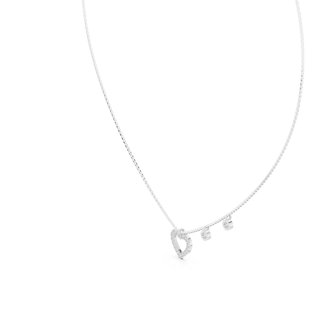 Heart Moissanite Pendant Necklace with Round Charms – 925 Sterling Silver, 18K Gold Vermeil