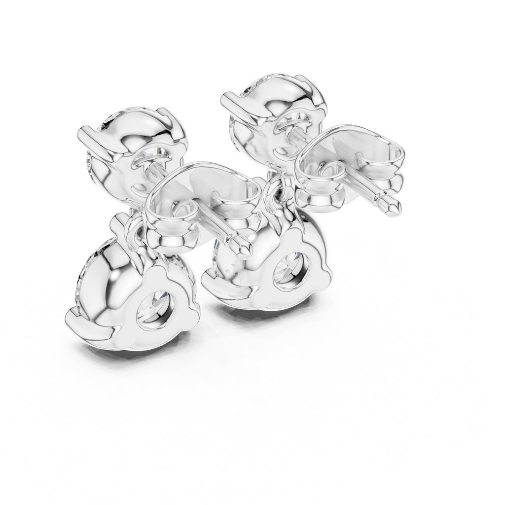 Round Two-Stone Moissanite Drop Earrings – 925 Sterling Silver, 18K Gold Vermeil