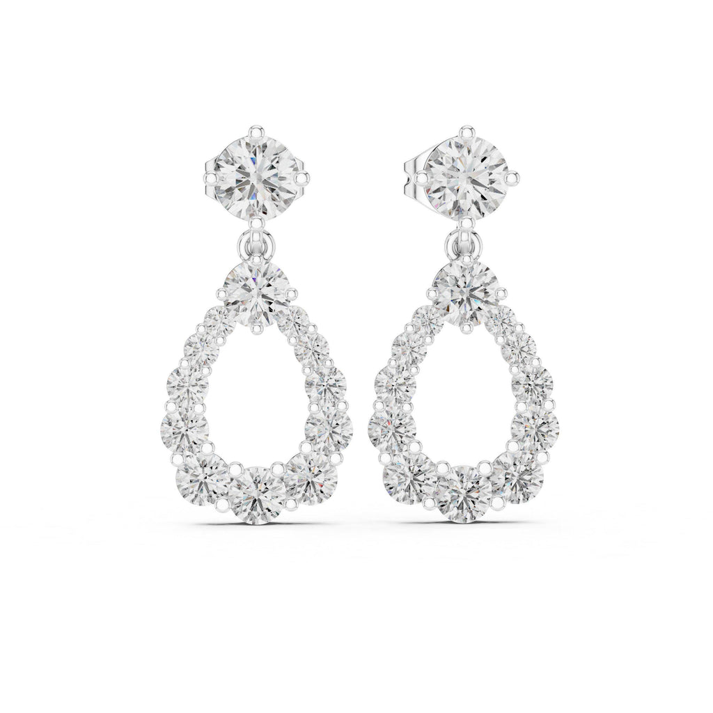 Open Teardrop Moissanite Drop Earrings – 925 Sterling Silver, 18K Gold Vermeil
