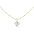 Princess Moissanite On-Point Solitaire Necklace – 925 Sterling Silver, 18K Gold Vermeil
