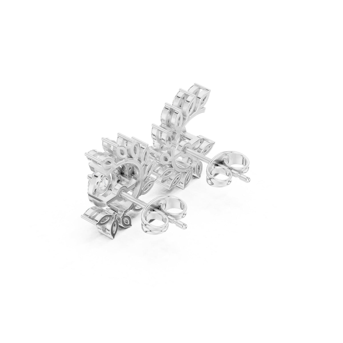 Marquise Moissanite Sunburst Spray Stud Earrings – 925 Sterling Silver, 18K Gold Vermeil