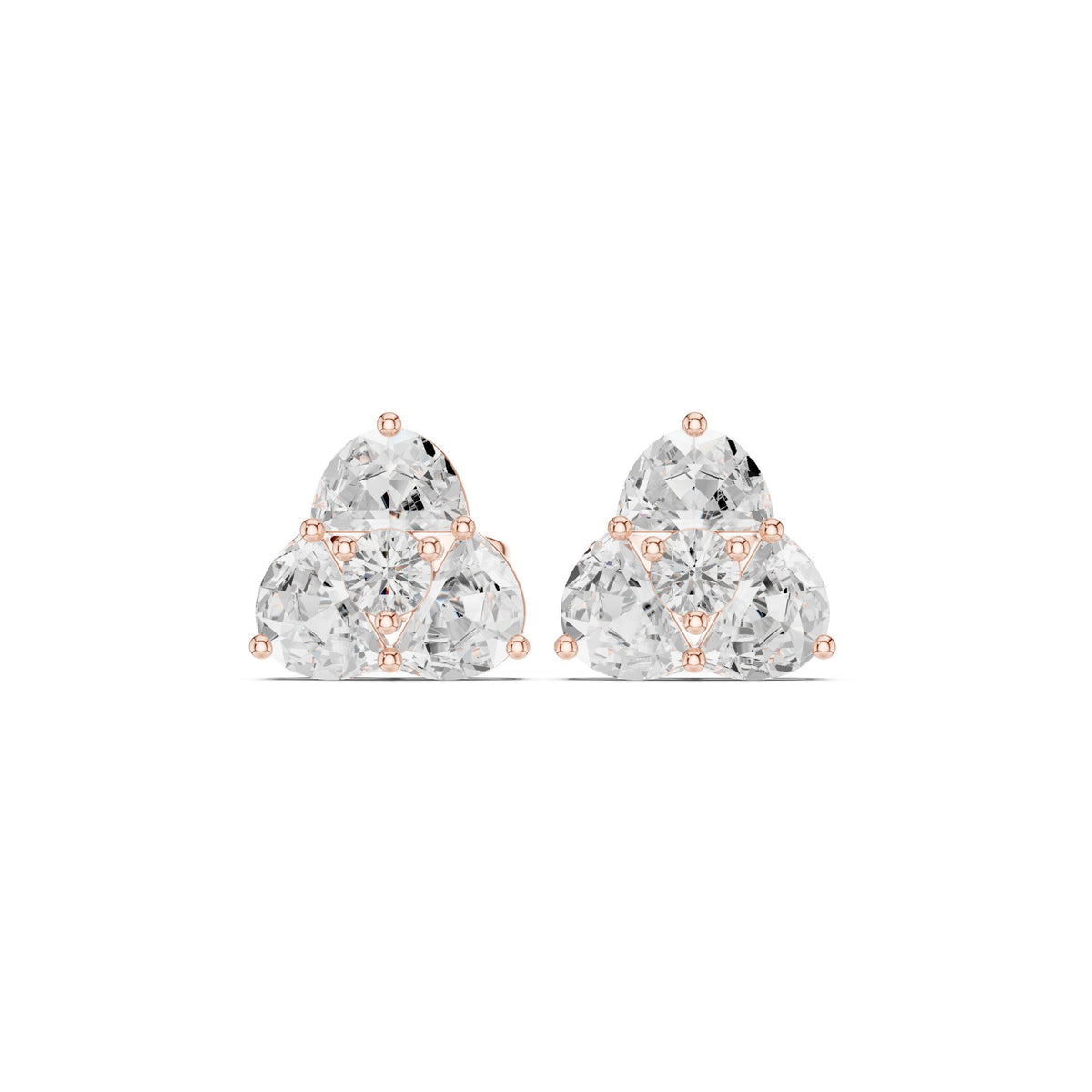 Moissanite Triangle Cluster Stud Earrings – 925 Sterling Silver, 18K Gold Vermeil