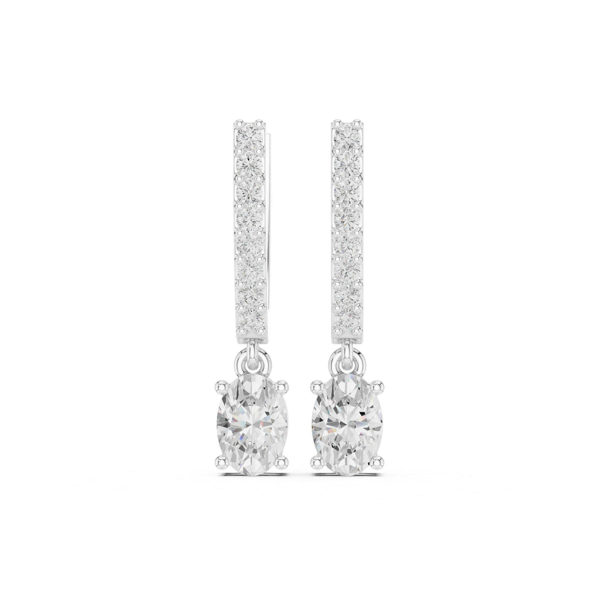 Emerald-Cut Moissanite Hoop Drop Earrings – 925 Sterling Silver, 18K Gold Vermeil