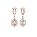 Oval Moissanite Vintage Halo Drop Earrings – 925 Sterling Silver, 18K Gold Vermeil