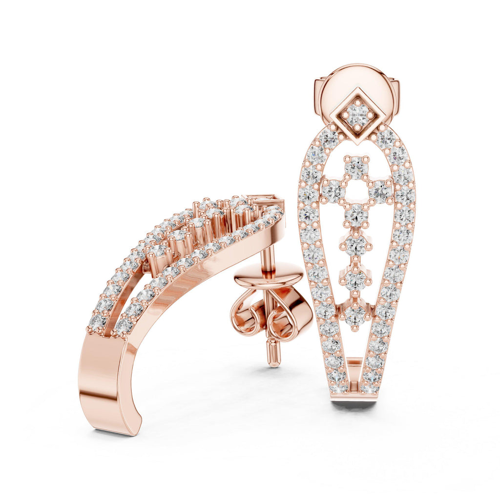 Moissanite Pavé Open Teardrop Earrings – 925 Sterling Silver, 18K Gold Vermeil