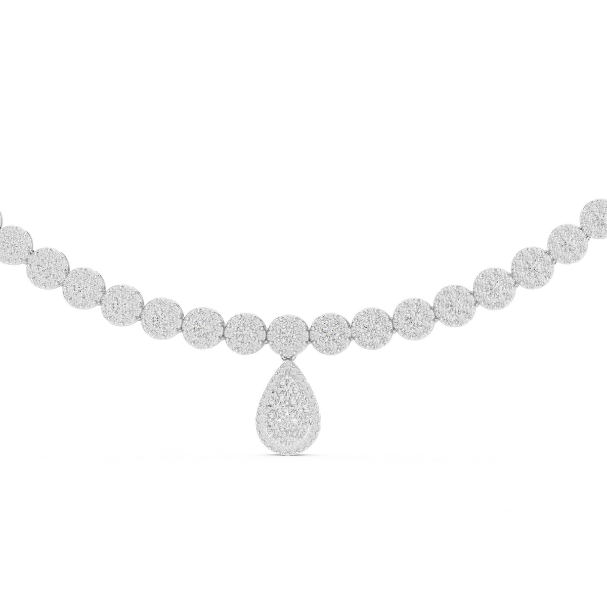 Pear Halo Moissanite Drop Tennis Necklace – 925 Sterling Silver, 18K Gold Vermeil