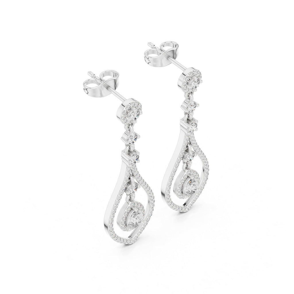 Pear Moissanite Open Teardrop Chandelier Earrings – 925 Sterling Silver, 18K Gold Vermeil