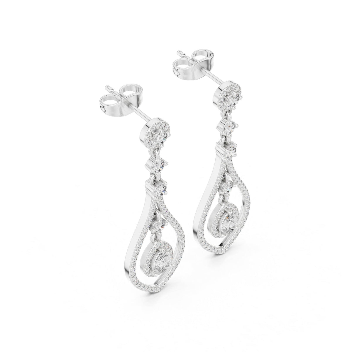 Pear Moissanite Open Teardrop Chandelier Earrings – 925 Sterling Silver, 18K Gold Vermeil