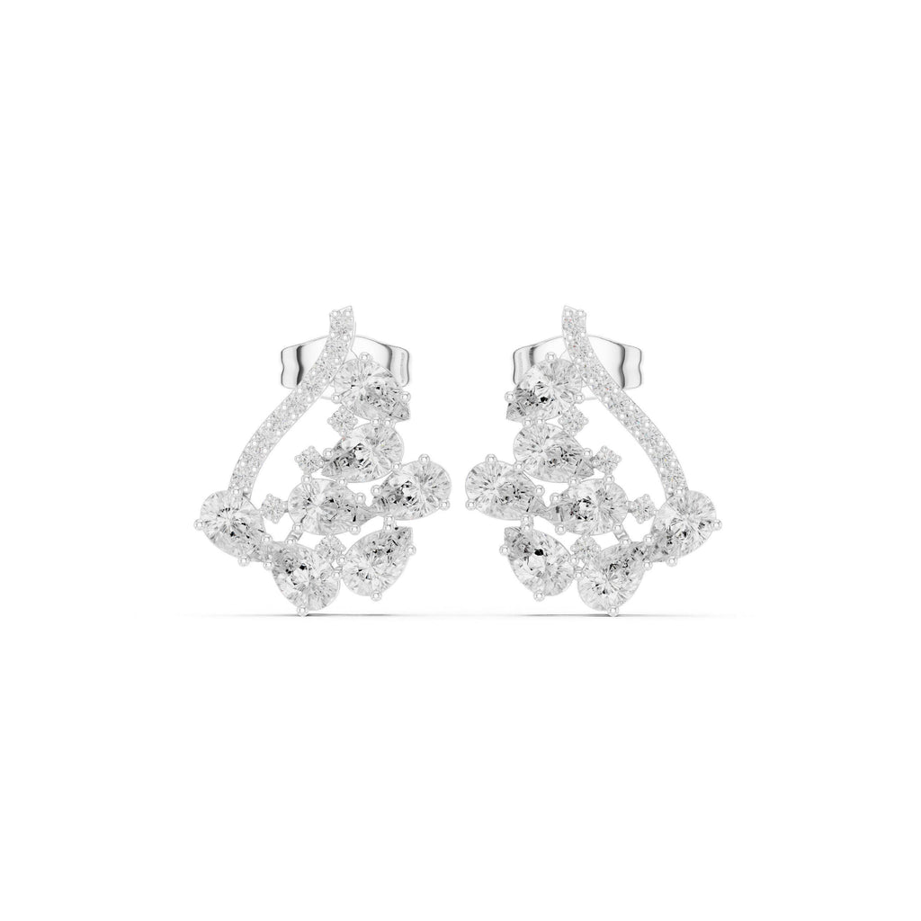 Marquise Moissanite Open Triangle Stud Earrings – 925 Sterling Silver, 18K Gold Vermeil