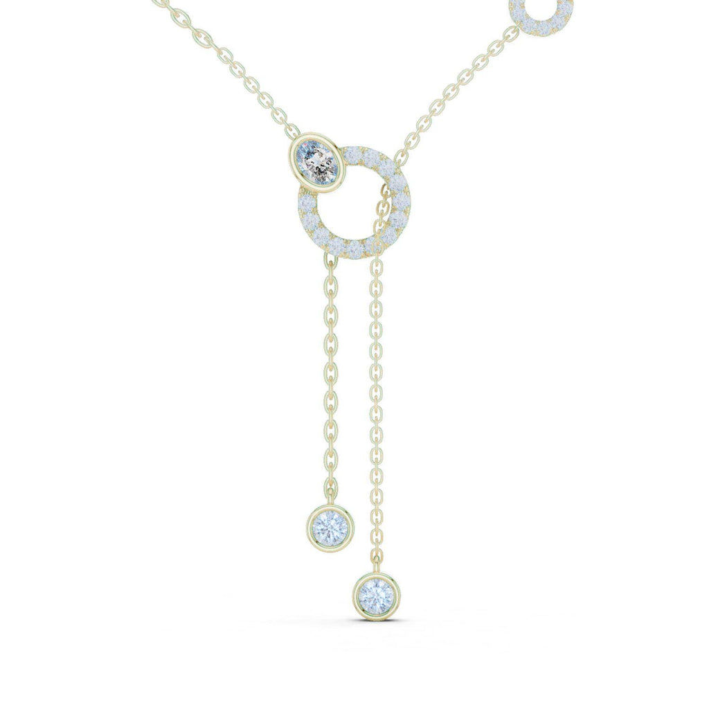Round & Oval Moissanite Circle Lariat Necklace – 925 Sterling Silver, 18K Gold Vermeil