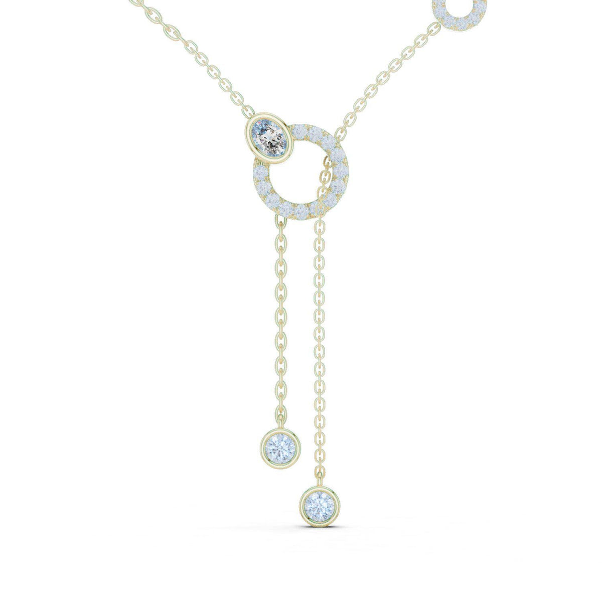 Round & Oval Moissanite Circle Lariat Necklace – 925 Sterling Silver, 18K Gold Vermeil