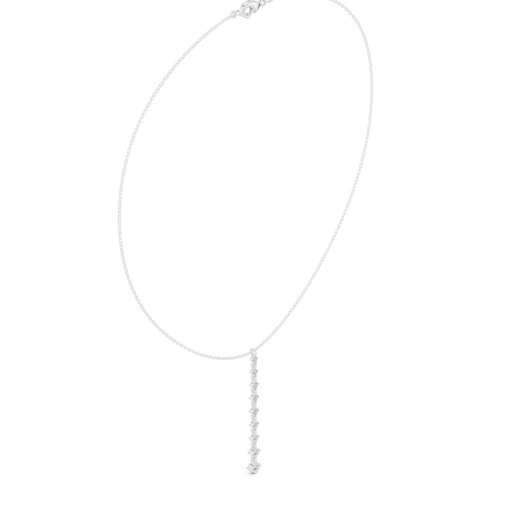 Moissanite Linear Drop Lariat Necklace – 925 Sterling Silver, 18K Gold Vermeil
