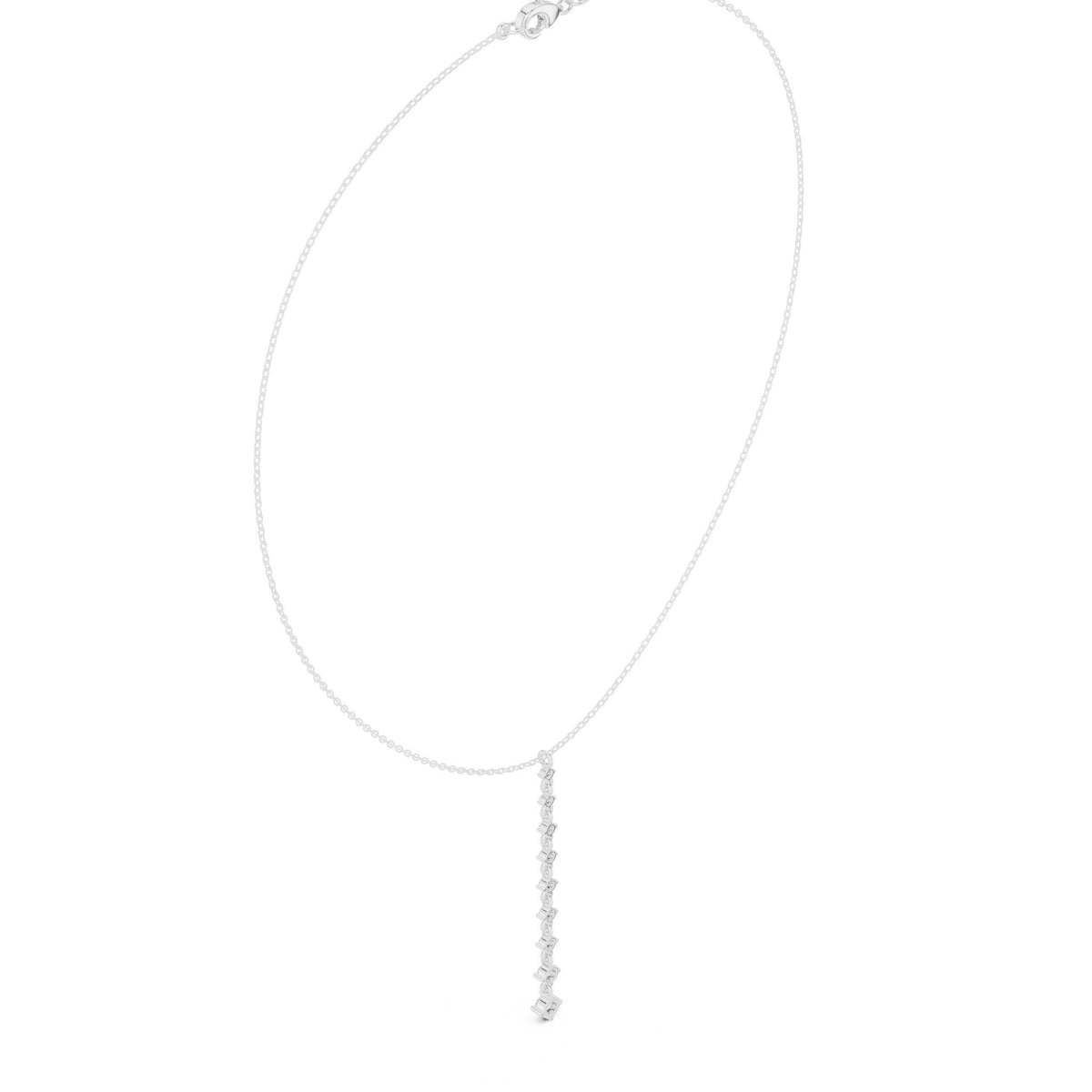 Moissanite Linear Drop Lariat Necklace – 925 Sterling Silver, 18K Gold Vermeil