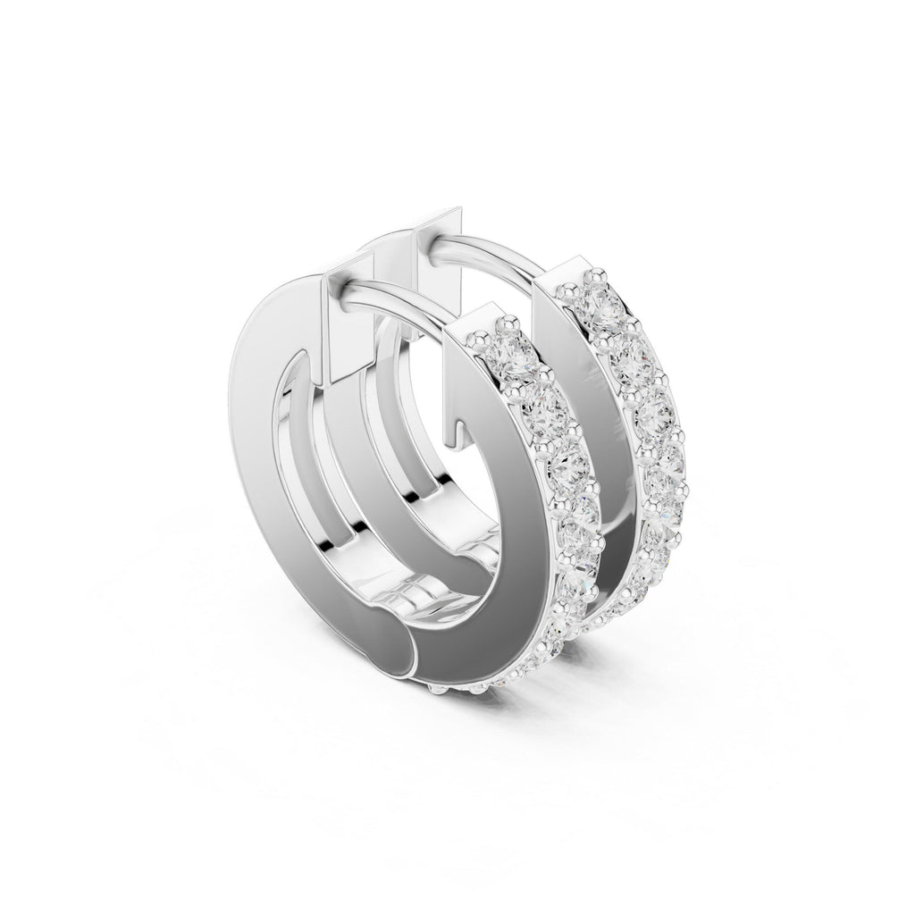 Moissanite Pavé Double-Row Hoop Earrings – 925 Sterling Silver, 18K Gold Vermeil