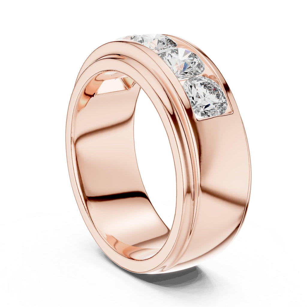 Wide Channel-Set Moissanite Band – 925 Sterling Silver, 18K Gold Vermeil