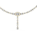 Mixed-Cut Moissanite Lariat Tennis Necklace – 925 Sterling Silver, 18K Gold Vermeil