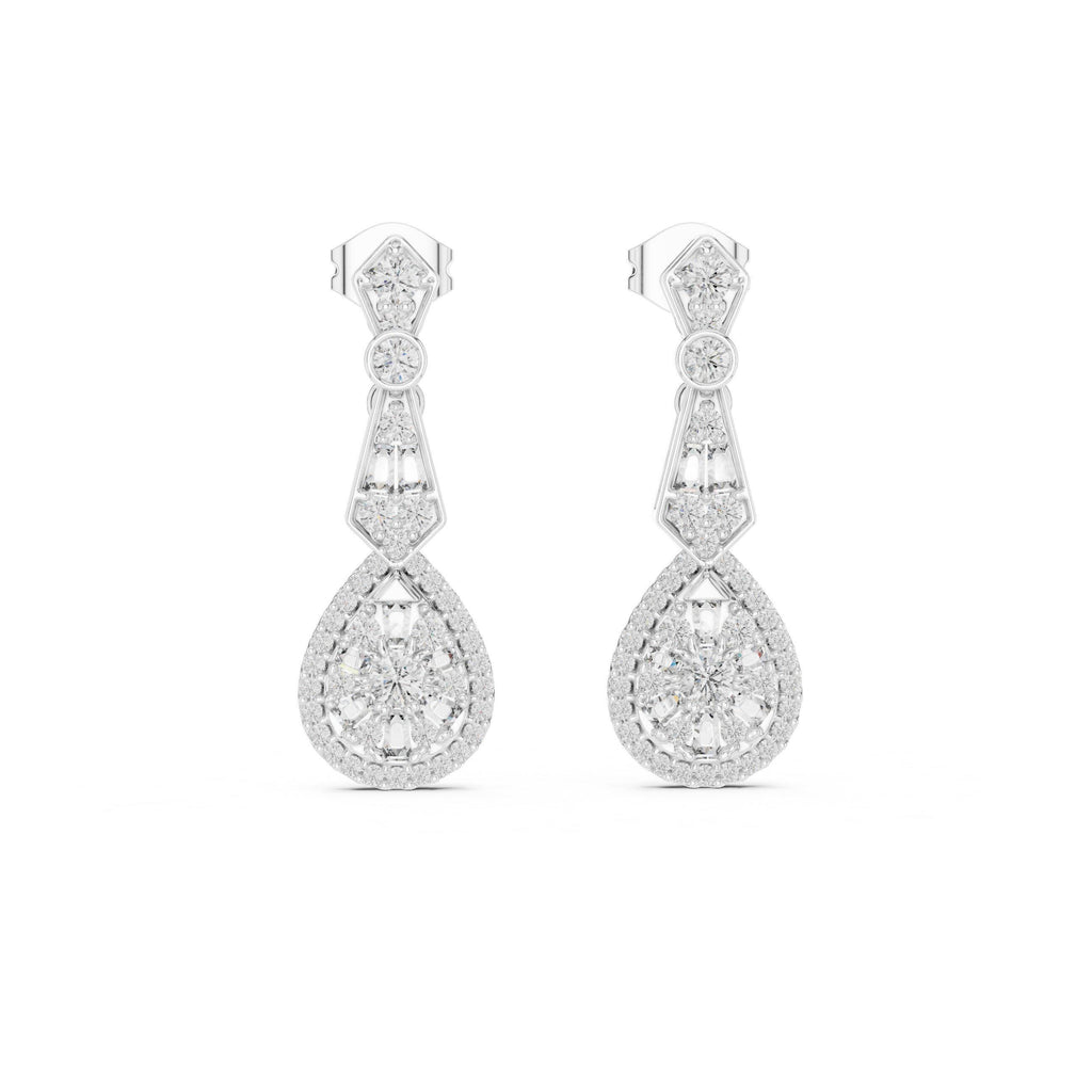 Pear Moissanite Halo Infinity Drop Earrings – 925 Sterling Silver, 18K Gold Vermeil