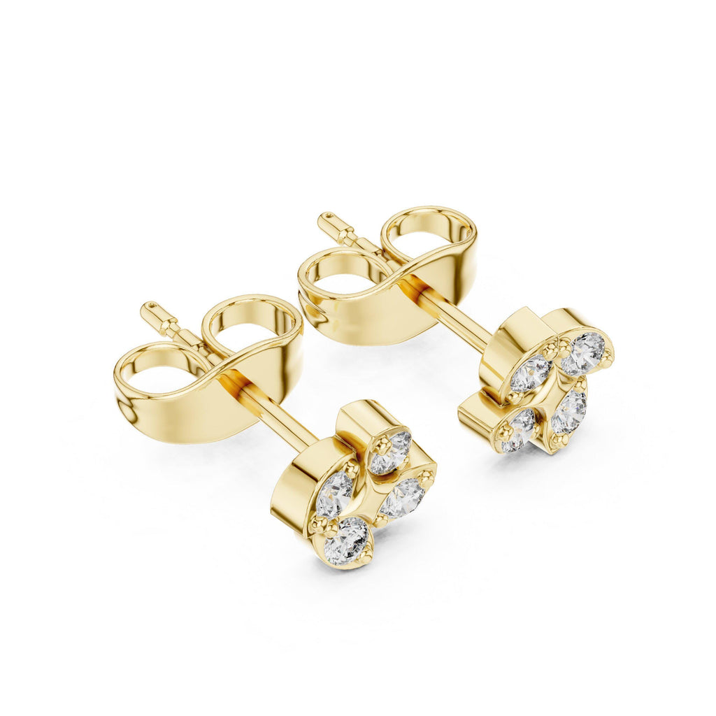 Moissanite Clover Cluster Stud Earrings – 925 Sterling Silver, 18K Gold Vermeil