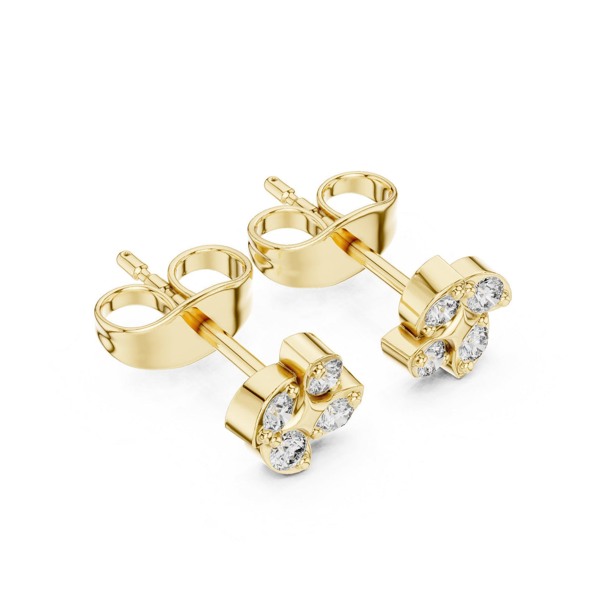 Moissanite Clover Cluster Stud Earrings – 925 Sterling Silver, 18K Gold Vermeil