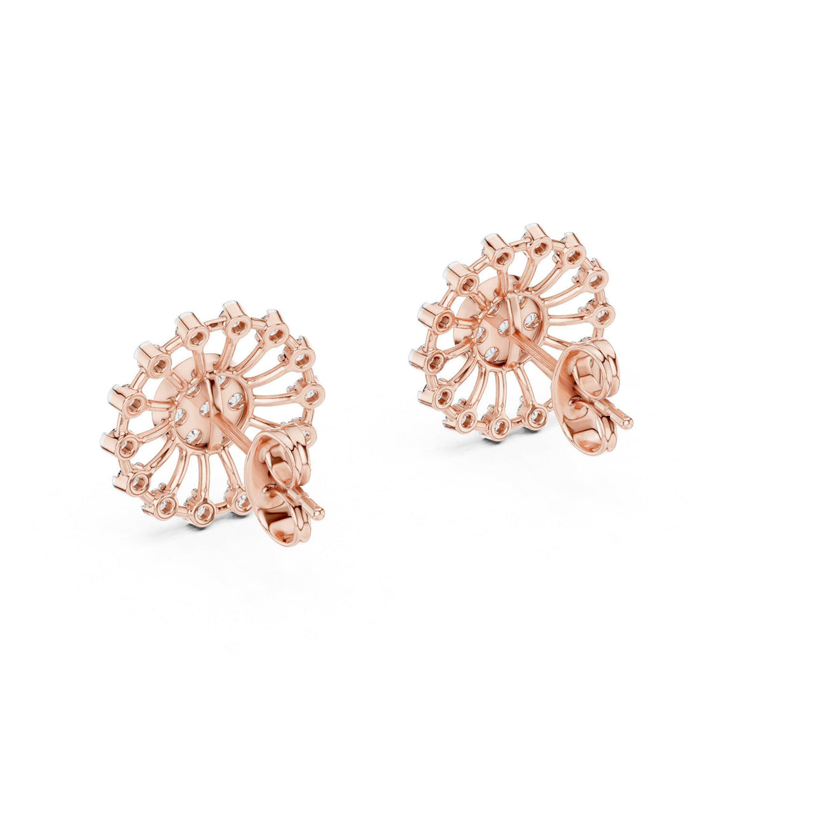 Moissanite Sunflower Medallion Stud Earrings – 925 Sterling Silver, 18K Gold Vermeil