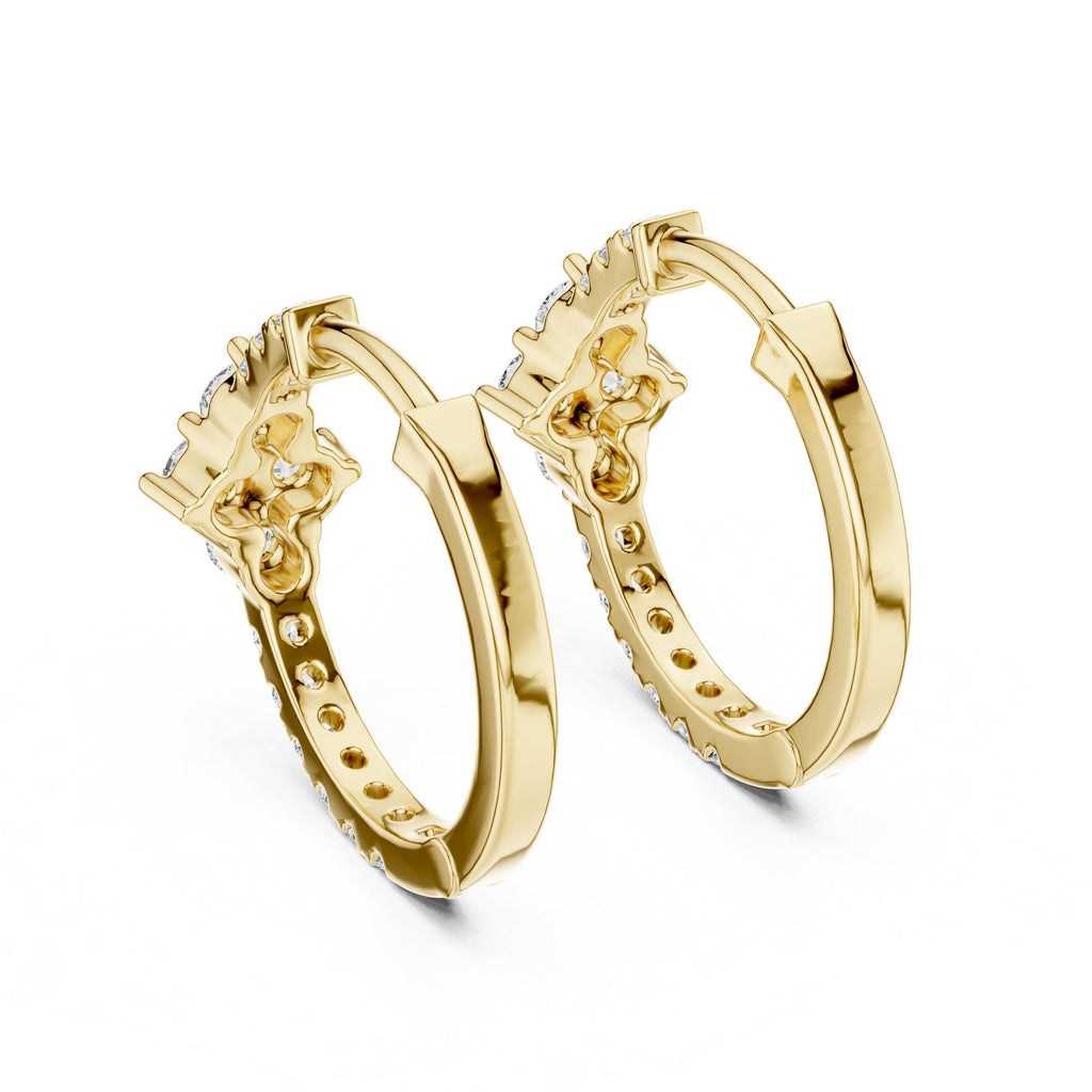 Moissanite Flower Cluster Pavé Hoop Earrings – 925 Sterling Silver, 18K Gold Vermeil