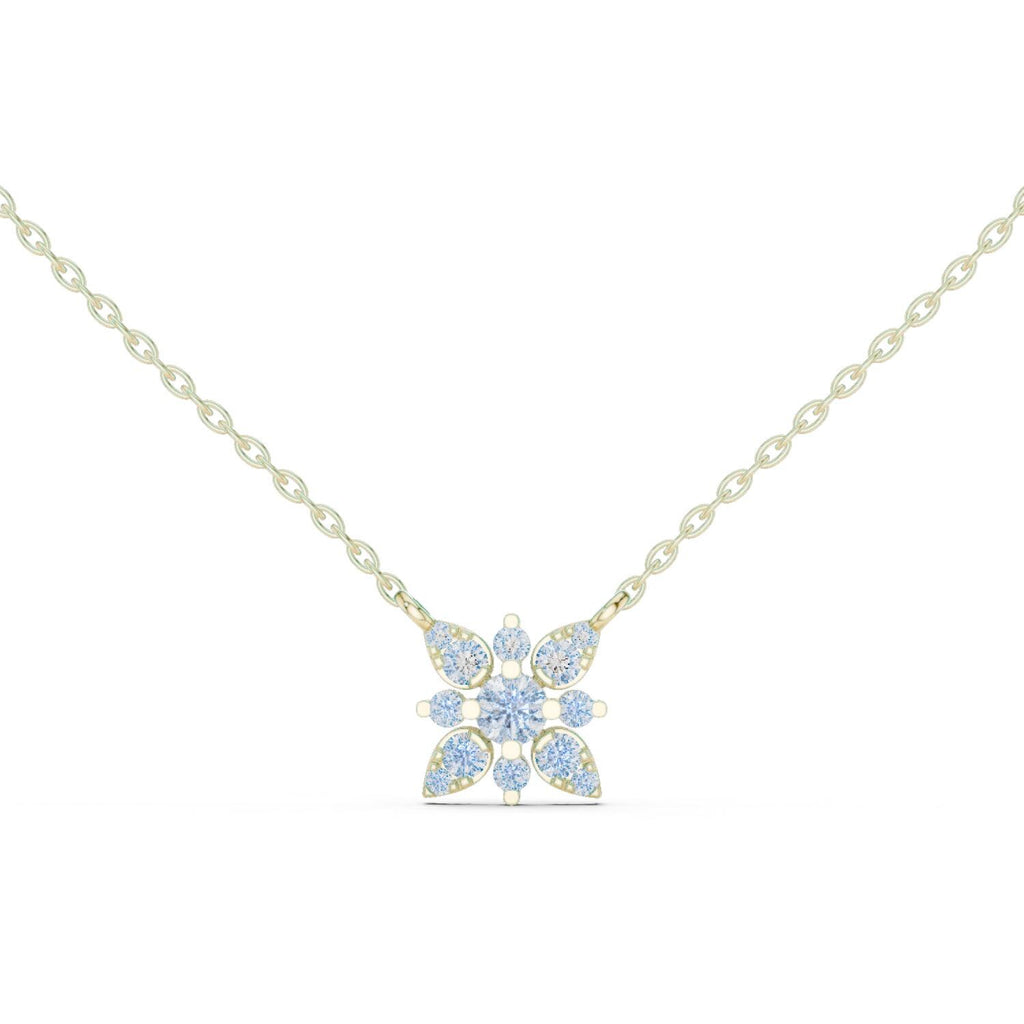 Moissanite Star Flower Pendant Necklace – 925 Sterling Silver, 18K Gold Vermeil