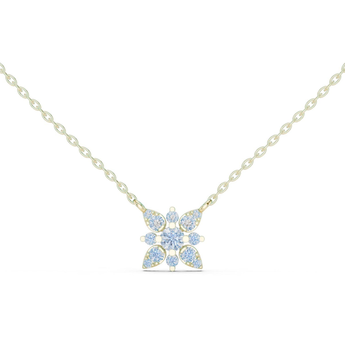 Moissanite Star Flower Pendant Necklace – 925 Sterling Silver, 18K Gold Vermeil