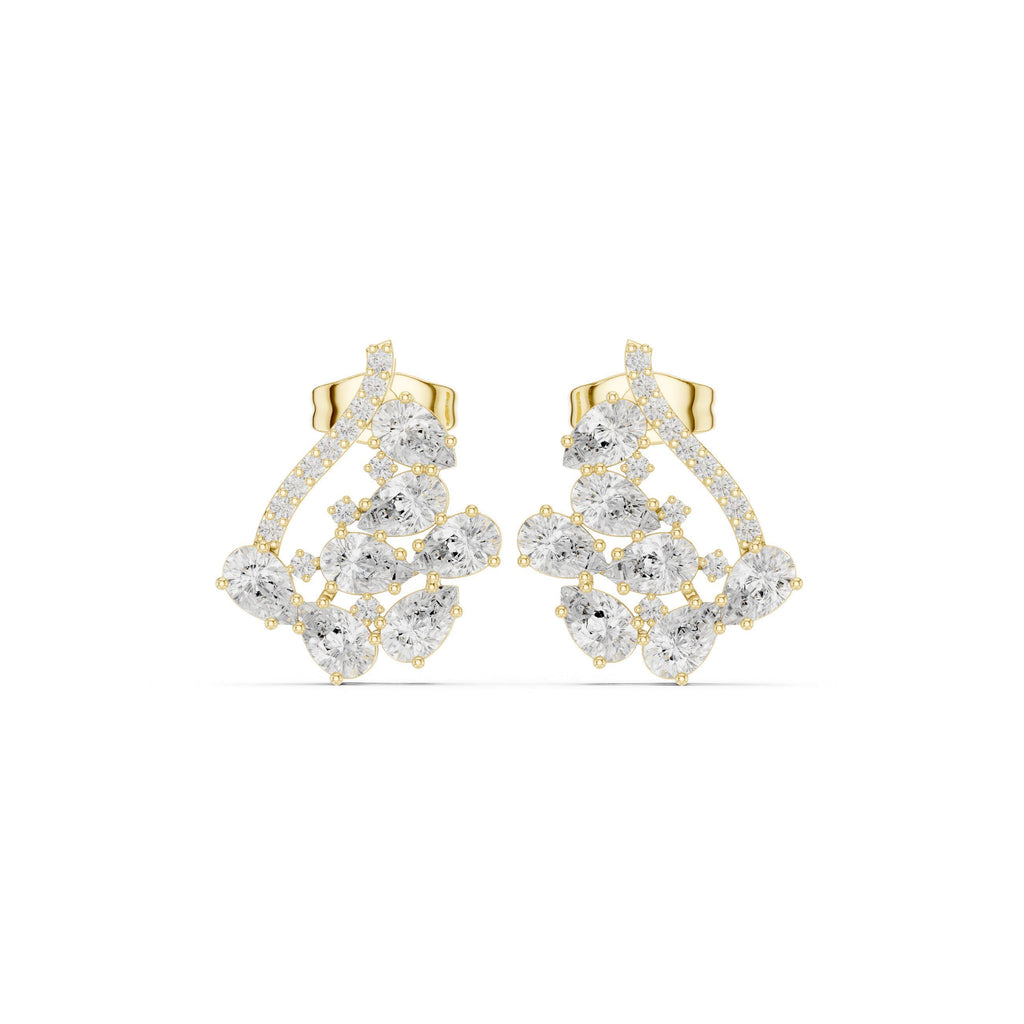 Marquise Moissanite Open Triangle Stud Earrings – 925 Sterling Silver, 18K Gold Vermeil